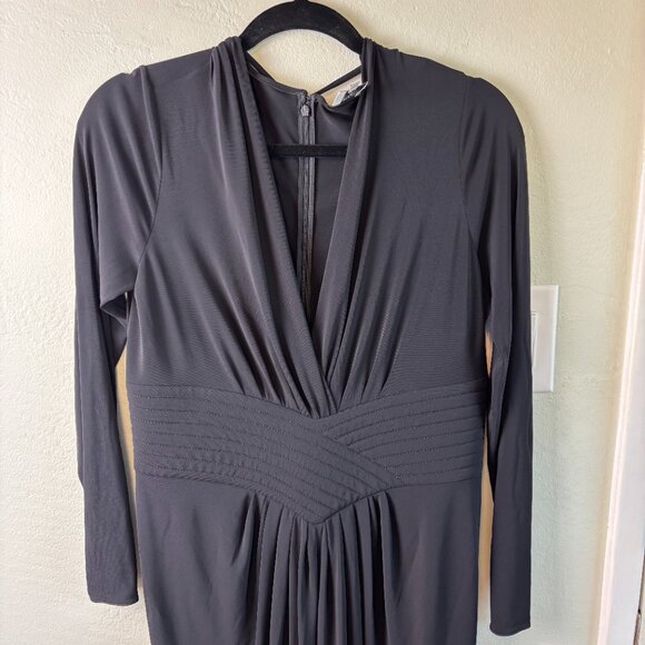Armani Collezioni Black Dress Size 10 w/ Chevron-Stitched Cummerbund Waist - Picture 1 of 12